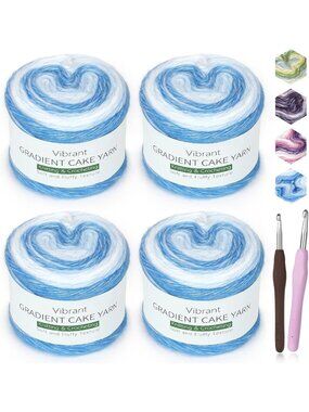 4 Pack Gradient Cake Yarn for Crocheting - 100g Soft, Colorful Yarn Bundles